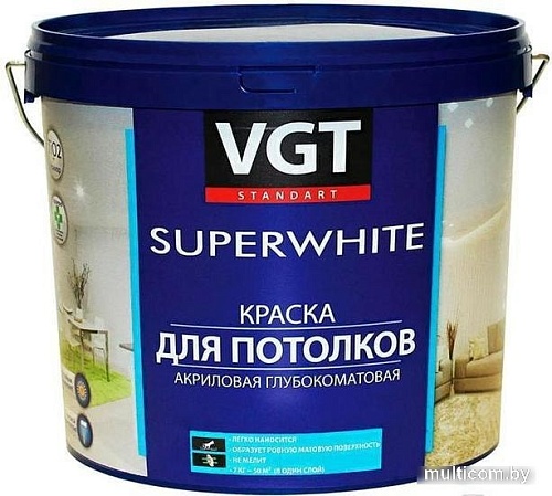 Краска VGT ВД-АК-2180 Для потолков 1.5 кг (супербелый)
