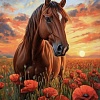 Алмазная мозаика Феникс+ Лошадь в маковом поле 70856