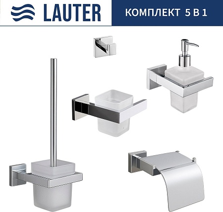 Набор аксессуаров для ванной Lauter 21SH71061 + 21SH71091 + 21SH71101 + 21SH71091 + 21SH71111 (Chrome, 5 предметов)