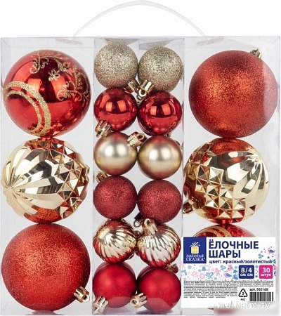 Елочная игрушка Золотая сказка 592168 (30 шт, красный/золотой)