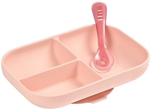 Beaba Set Repas Silicone Avec Ventouse Rose 913456