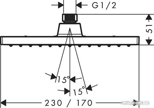 Верхний душ Hansgrohe Vernis Shape 230 1jet 26281670 (черный матовый)
