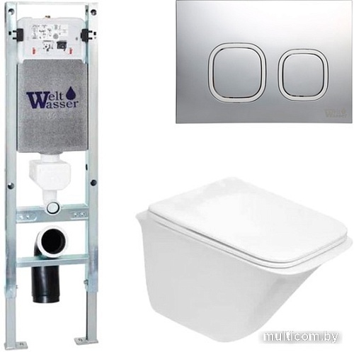 Унитаз WeltWasser Rotbach 004 GL-WT + Amberg 350 ST + Amberg RD-MT CR (белый глянец/хром матовый)