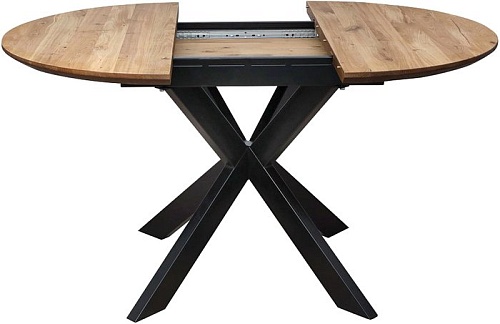 Кухонный стол ОКА Раунд 100-140x75 (дуб натуральный/черный)