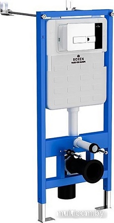 Унитаз подвесной Roxen Simple Compact в комплекте с инсталляцией StounFix Slim 6 в 1 932469 (кнопка: хром глянец)