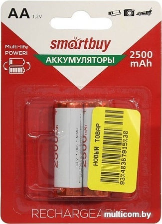 Аккумуляторы SmartBuy AA 2500mAh 2 шт. SBBR-2A02BL2500
