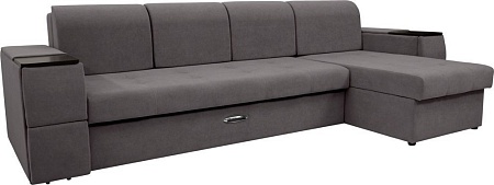 Сириус Лидер-13 с оттоманкой НПБ 330x165 (Eva 24 велюр темно-серый)