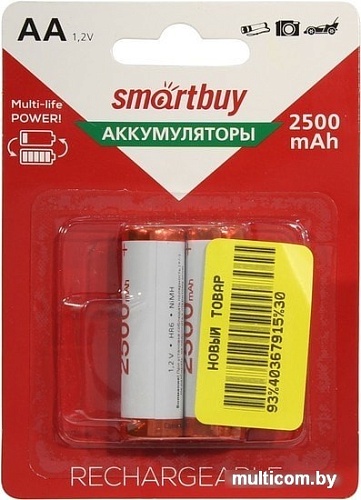 Аккумуляторы SmartBuy AA 2500mAh 2 шт. SBBR-2A02BL2500