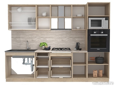 Готовая кухня Интерлиния Мила 2.8 ВТ (бетон/бетон/кастилло темный)