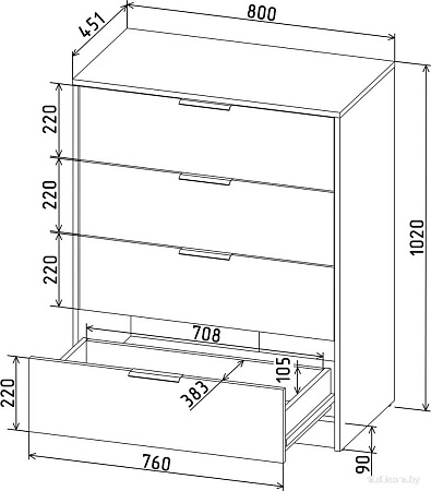 Комод Интерлиния Концепт КТ-К80 (дуб веллингтон/антрацит)