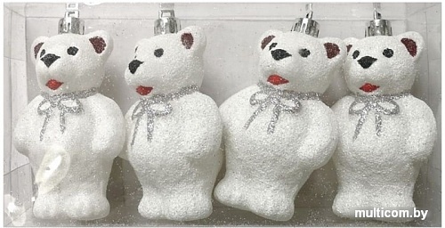 Елочная игрушка Волшебная страна Медвежата 007463 (4 шт, белый)