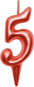 Свеча для торта Мультидом Овал Цифра 5 МС5-35 (красный)
