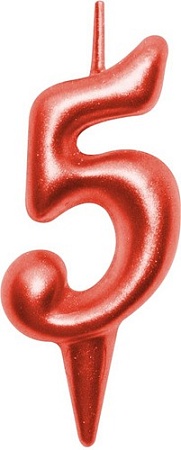 Свеча для торта Мультидом Овал Цифра 5 МС5-35 (красный)