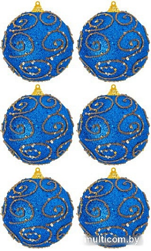 Елочная игрушка Elan Gallery Вензеля 970097 (6 шт, синий)