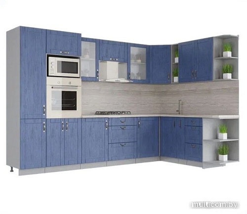 Готовая кухня Интерлиния Мила Крафт 1.88x3.2 правая (дуб лазурный)