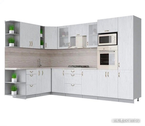 Готовая кухня Интерлиния Мила Крафт 1.88x3.2 левая (дуб полярный)