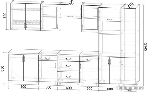 Готовая кухня Интерлиния Мила Крафт 3.4 (дуб английский/дуб полярный)