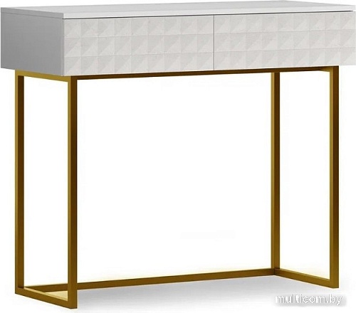 Консольный стол Shtabe Simple 7011 эко (травертин/белый/золото)