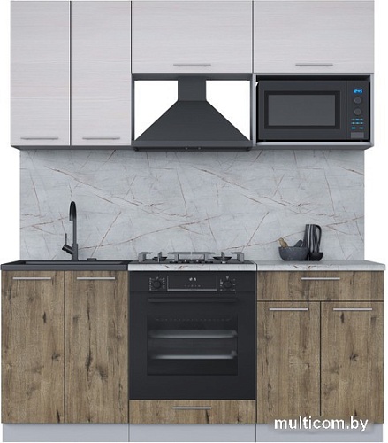 Готовая кухня Интерлиния Мила 1.8 ВТ (вудлайн кремовый-дуб веллингтон-серый каспий)
