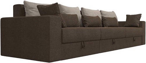 Диван Лига диванов Майами Long 69 (рогожка коричневый/подушки бежевые/коричневые)