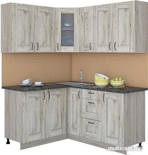 Угловая кухня Интерлиния Мила Хольц 14x17 (дуб серый)