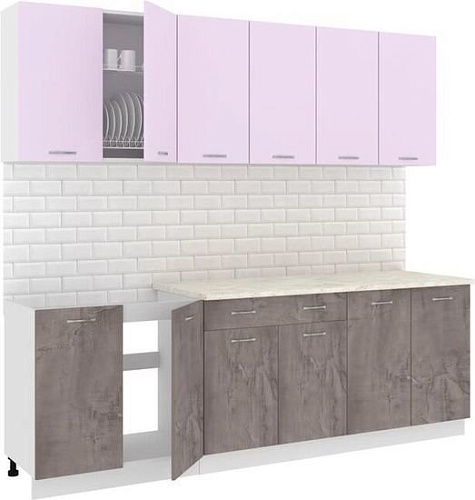 Готовая кухня Кортекс-мебель Корнелия Лира-лайт 2.4м (сирень/оникс/королевский опал)