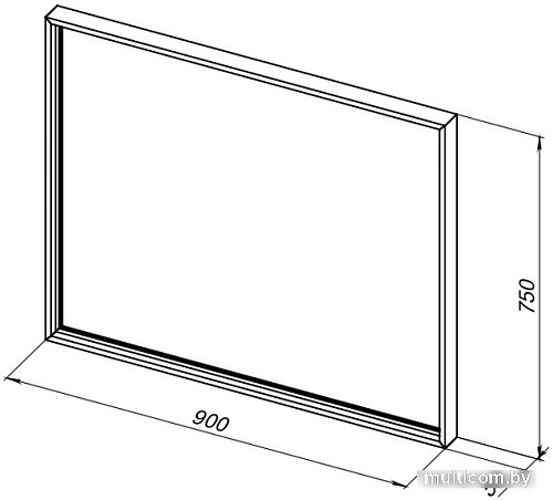 De Aqua Зеркало Алюминиум 90 261703 (черный)