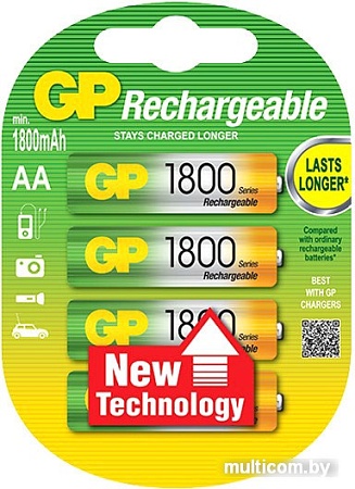 Аккумуляторы GP AA 1800mAh 4 шт. (180AAHC)