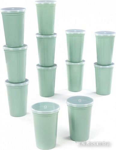 Набор стаканов для воды и напитков Полесье 74062 (12 шт, бледно-оливковый)