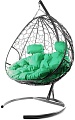 Подвесное кресло M-Group Для двоих 11450304 (серый ротанг/зеленая подушка)