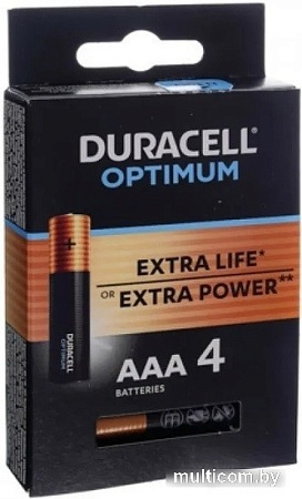 Батарейка DURACELL Optimum AAA 4 шт. LR03/MX2400 12BP