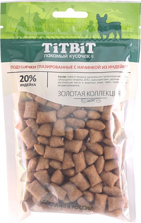 Лакомство для собак TiTBiT Подушечки глазированные с начинкой из индейки 100 г