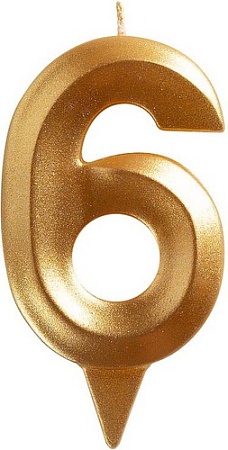 Свеча для торта Мультидом Грань Цифра 6 МС5-16 (золото)