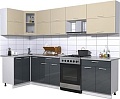 Угловая кухня Интерлиния Мила Gloss 60-12x29 (ваниль/асфальт глянец)