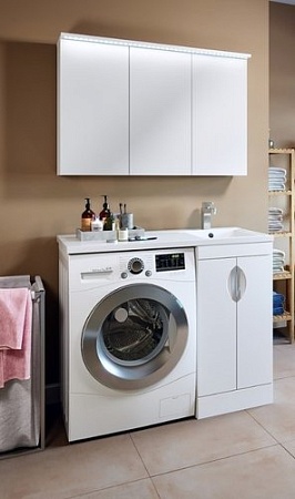 Runo Тумба с умывальником Runo Лира 45 + Гамма 105 лайт с левым крылом (напольная, белый)