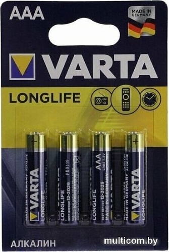 Батарейка Varta Longlife ААА1 5V 4008496807802 12 шт
