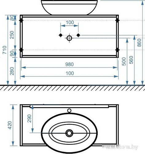 Belux Тумба под умывальник Аляска НП 100 (1, белый глянцевый)