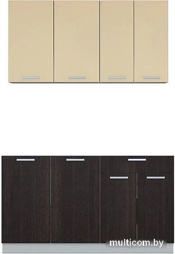 Готовая кухня Интерлиния Мила Лайт 1.4 без столешницы (ваниль/дуб венге)