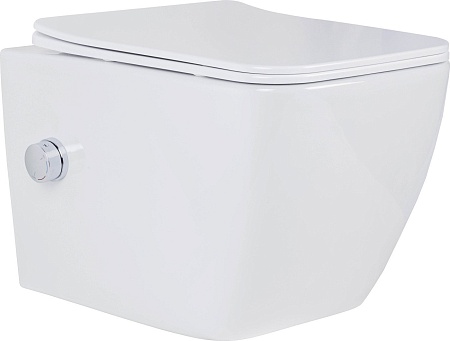 Унитаз подвесной Roxen Cube bidet в комплекте с инсталляцией StounFix Dual Fresh 6 в 1 968094 (кнопка: золото глянцевое )