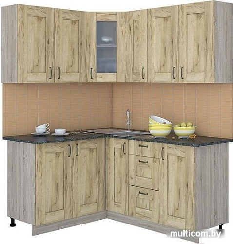 Угловая кухня Интерлиния Мила Хольц 14x17 (дуб золотой)