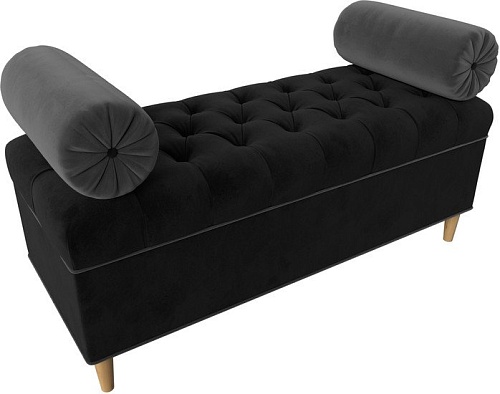 Банкетка Лига диванов Глория 113668 (велюр черный/серый/серый)