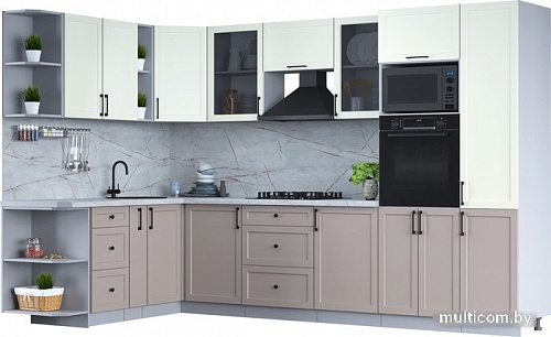 Готовая кухня Интерлиния Тренд 1.88x3.2 ВТ левая (луна/белый/серый каспий)