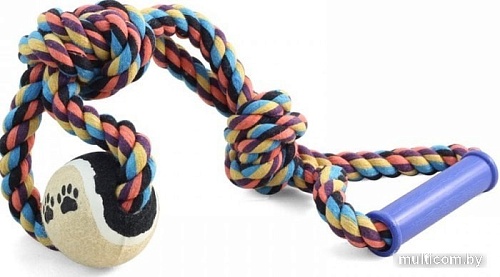 Игрушка для собак Triol Веревка с ручкой 2 узла и мяч 0109XJ 38 см