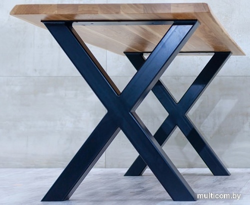 Кухонный стол Buro7 Икс 150 (с обзолом, дуб натуральный/черный)