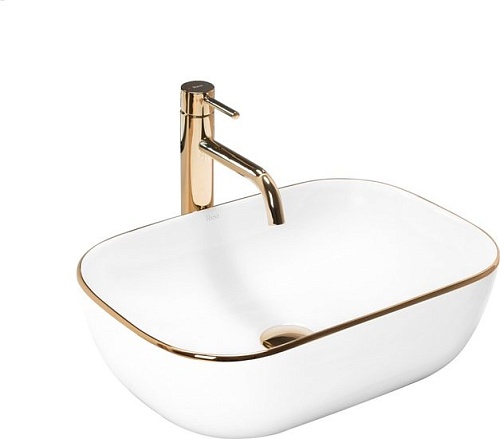 Умывальник Rea Belinda (белый матовый/золотистый)