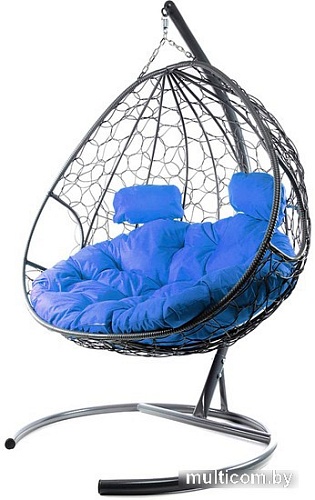 Подвесное кресло M-Group Для двоих 11450310 (серый ротанг/синяя подушка)