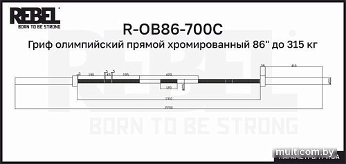 Гриф для штанги Rebel R-OB86-700C