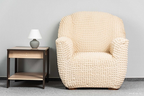 Комплект чехлов для дивана и кресла Софатэкс Комфорт Люкс без оборки (ваниль)