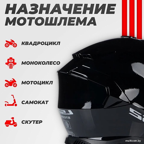 LS2 FF800 Storm Solid (L, черный)