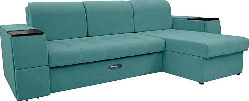 Диван Сириус Лидер-13 с оттоманкой ППУ 285x165 (Eva 28 велюр зеленый)